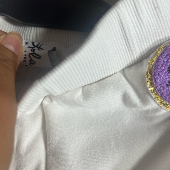 Lola + The Boys White Joggers with Colorful Smiley Faces - Picture 7 of 9